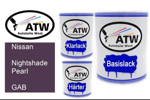 Nissan, Nightshade Pearl, GAB: 1L Lackdose + 1L Klarlack + 500ml Härter - Set, von ATW Autoteile West.
